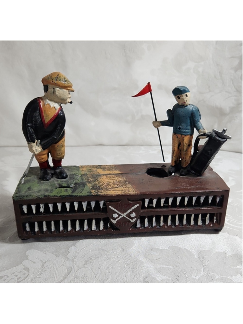 Vintage Golf Mechanical Cast Iron Coin Bank | Birdie Putter & Caddie Figurine - Picture 10 of 13